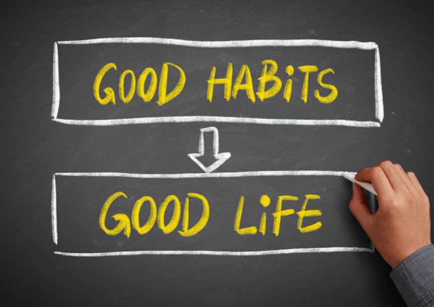 image is showing a text : Good habits can make a good life. - related to 5 habits of highly productive people