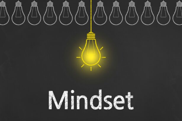 Master Your Mindset: How to Cultivate a Positive Attitude and Achieve Your Goals- image is showing a light bult which is ON compared to the other OFF bulbs .