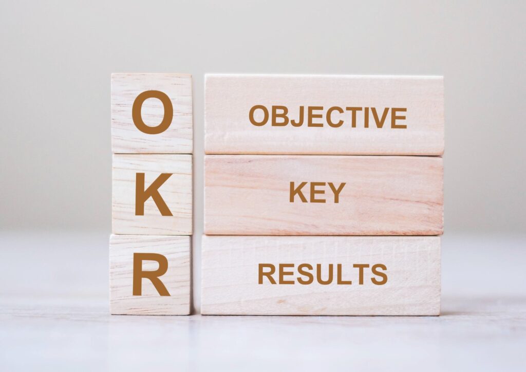 OKR Words which are OBJECTIVE, KEY, RESULTS