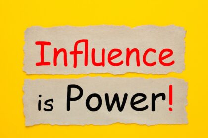 image is howing a text boldly which is "Influence is power" - related to the topic "The Power of Influence"