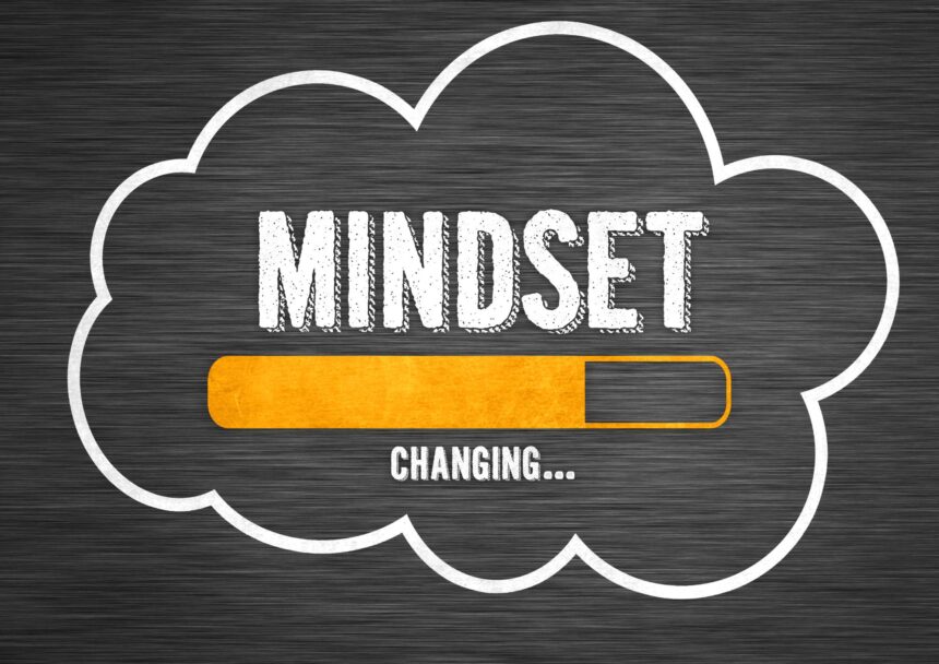 Unlock Your Potential The Power of a Growth Mindset. a loading bar titiled ""changing..." and has a heading that is the MINDSET word